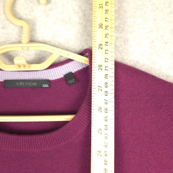 GREYSON Mens Burgundy 100% Cashmere Crewneck Sweater XXL Long Sleeve Luxury Knit